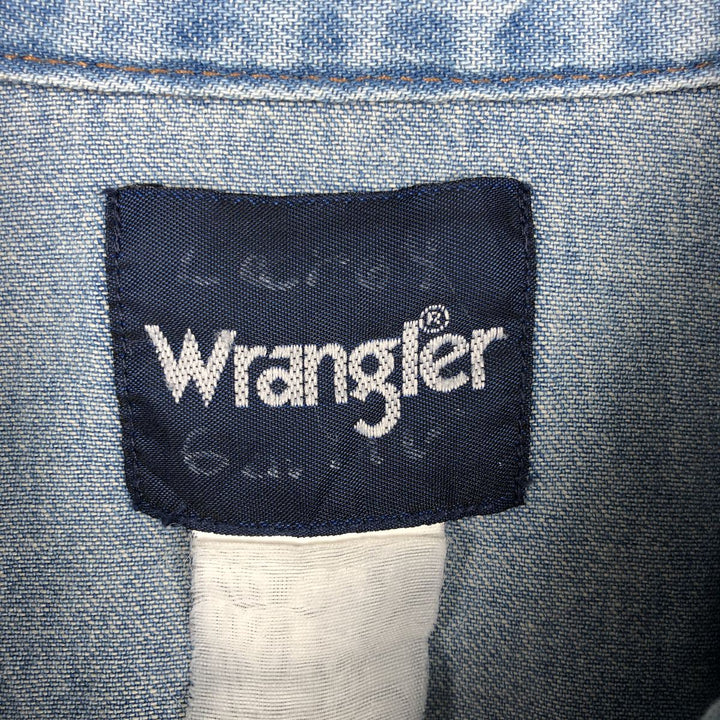 Wrangler Long Sleeve Denim Western Shirt, Men's Size L unclear blue type Vintage Second Hand