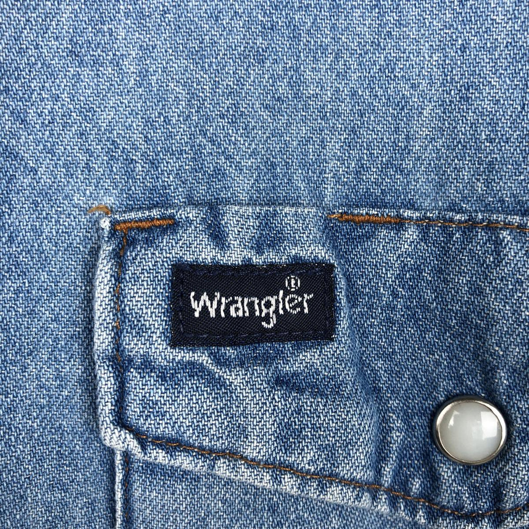 Wrangler Long Sleeve Denim Western Shirt, Men's Size L unclear blue type Vintage Second Hand