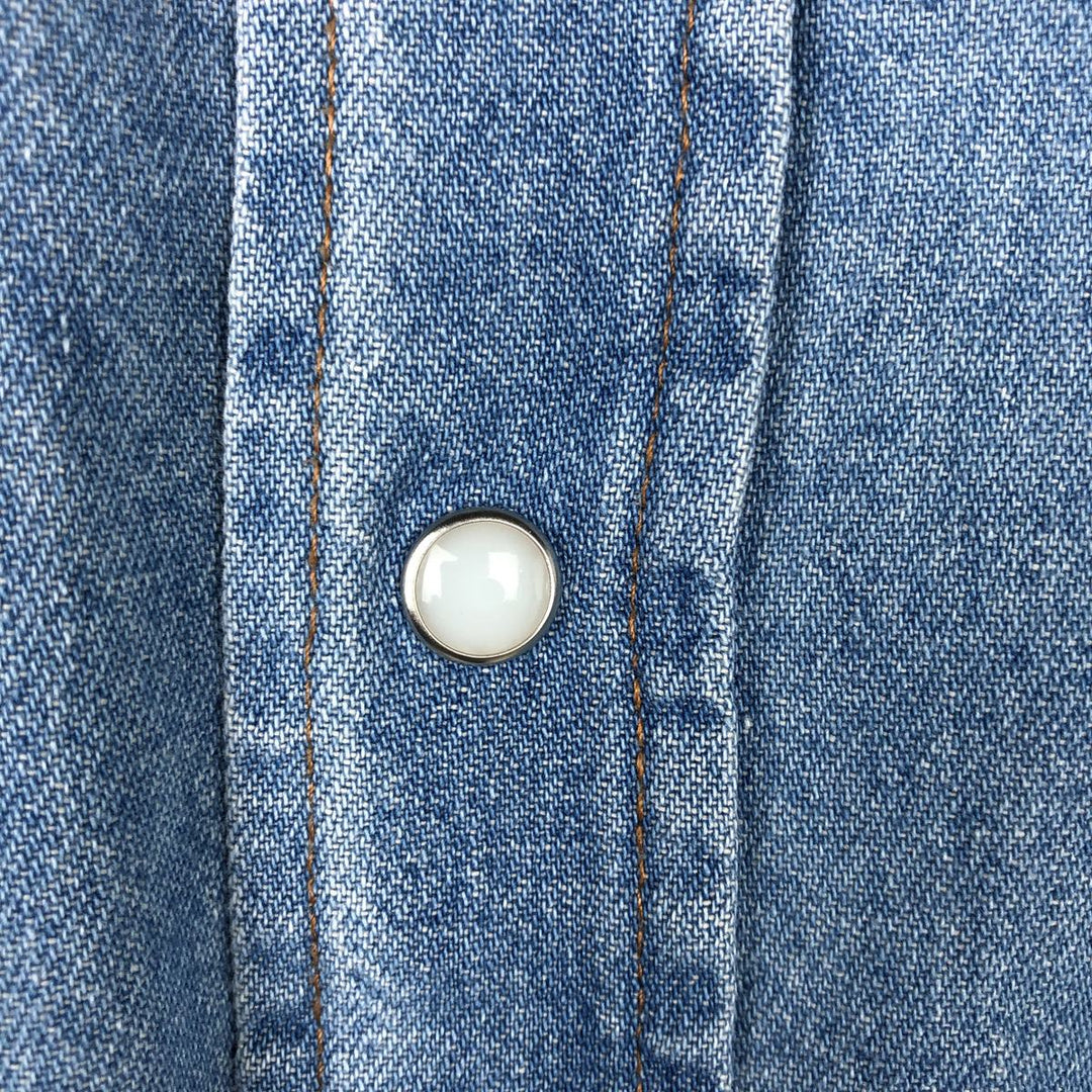 Wrangler Long Sleeve Denim Western Shirt, Men's Size L unclear blue type Vintage Second Hand