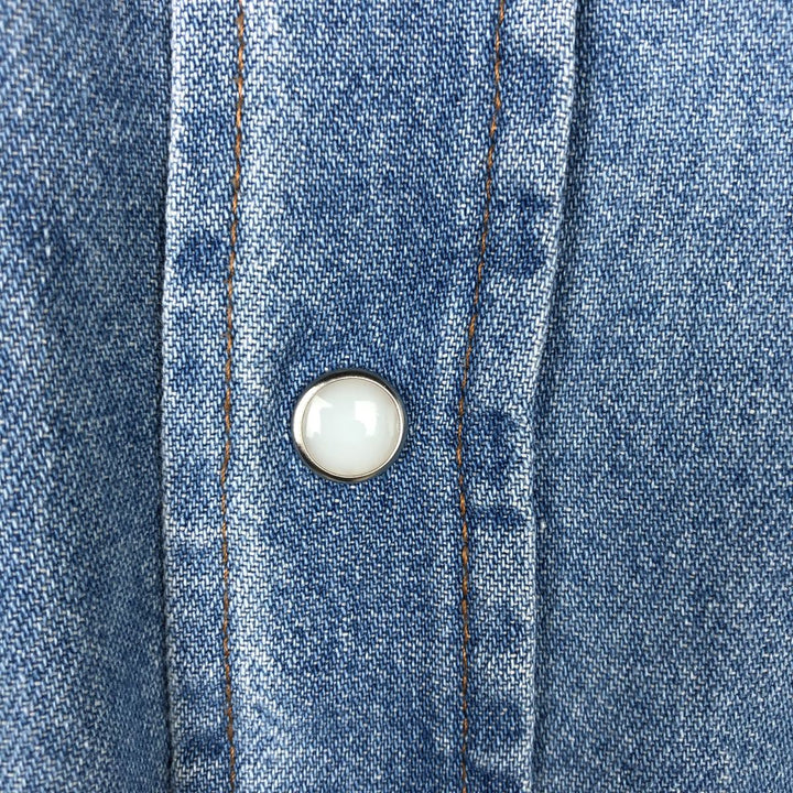 Wrangler Long Sleeve Denim Western Shirt, Men's Size L unclear blue type Vintage Second Hand