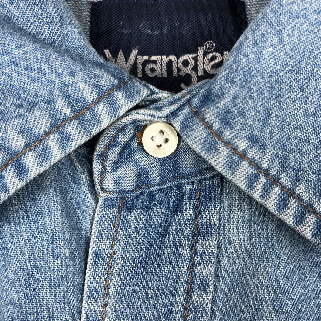 Wrangler Long Sleeve Denim Western Shirt, Men's Size L unclear blue type Vintage Second Hand