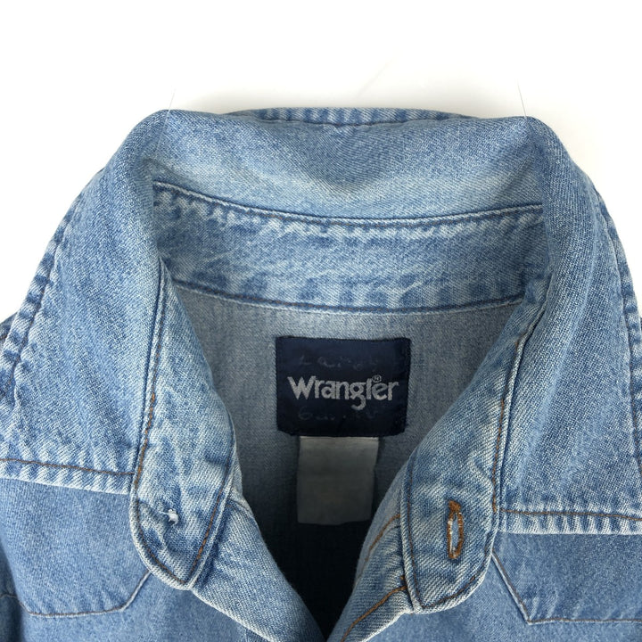 Wrangler Long Sleeve Denim Western Shirt, Men's Size L unclear blue type Vintage Second Hand