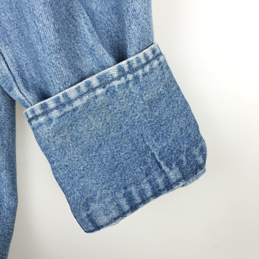Wrangler Long Sleeve Denim Western Shirt, Men's Size L unclear blue type Vintage Second Hand