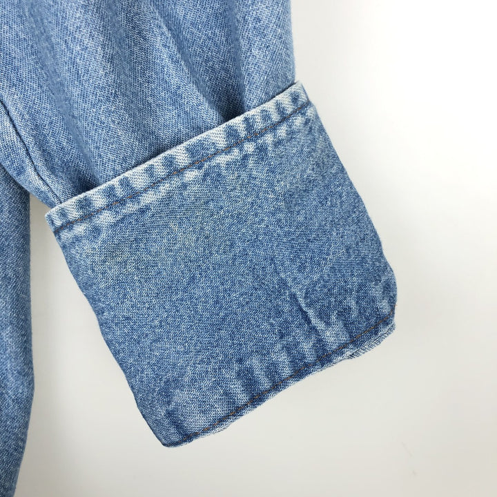 Wrangler Long Sleeve Denim Western Shirt, Men's Size L unclear blue type Vintage Second Hand