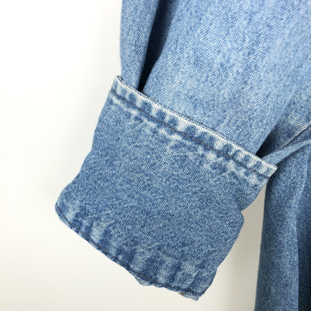 Wrangler Long Sleeve Denim Western Shirt, Men's Size L unclear blue type Vintage Second Hand