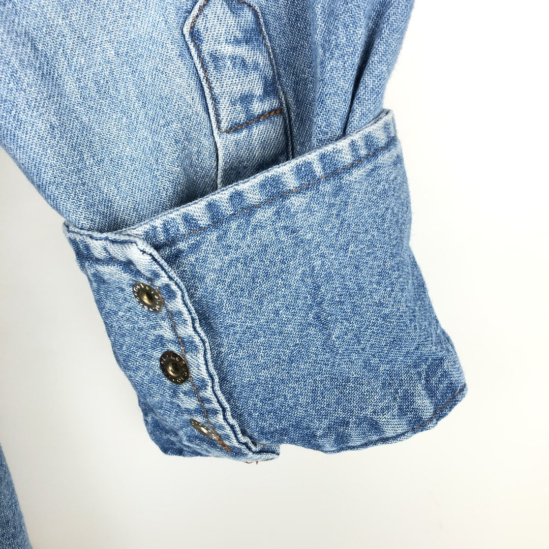Wrangler Long Sleeve Denim Western Shirt, Men's Size L unclear blue type Vintage Second Hand