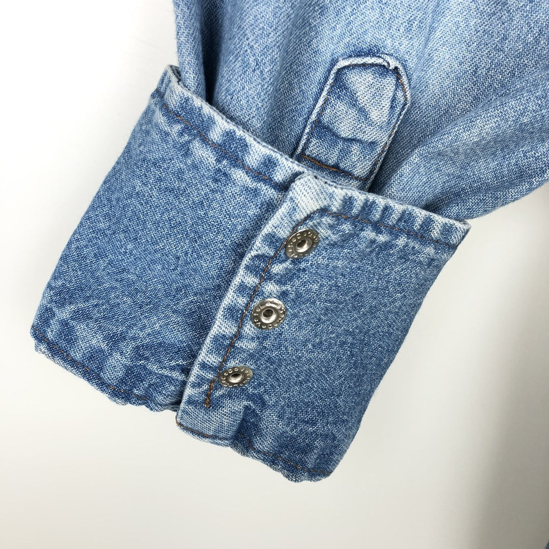 Wrangler Long Sleeve Denim Western Shirt, Men's Size L unclear blue type Vintage Second Hand