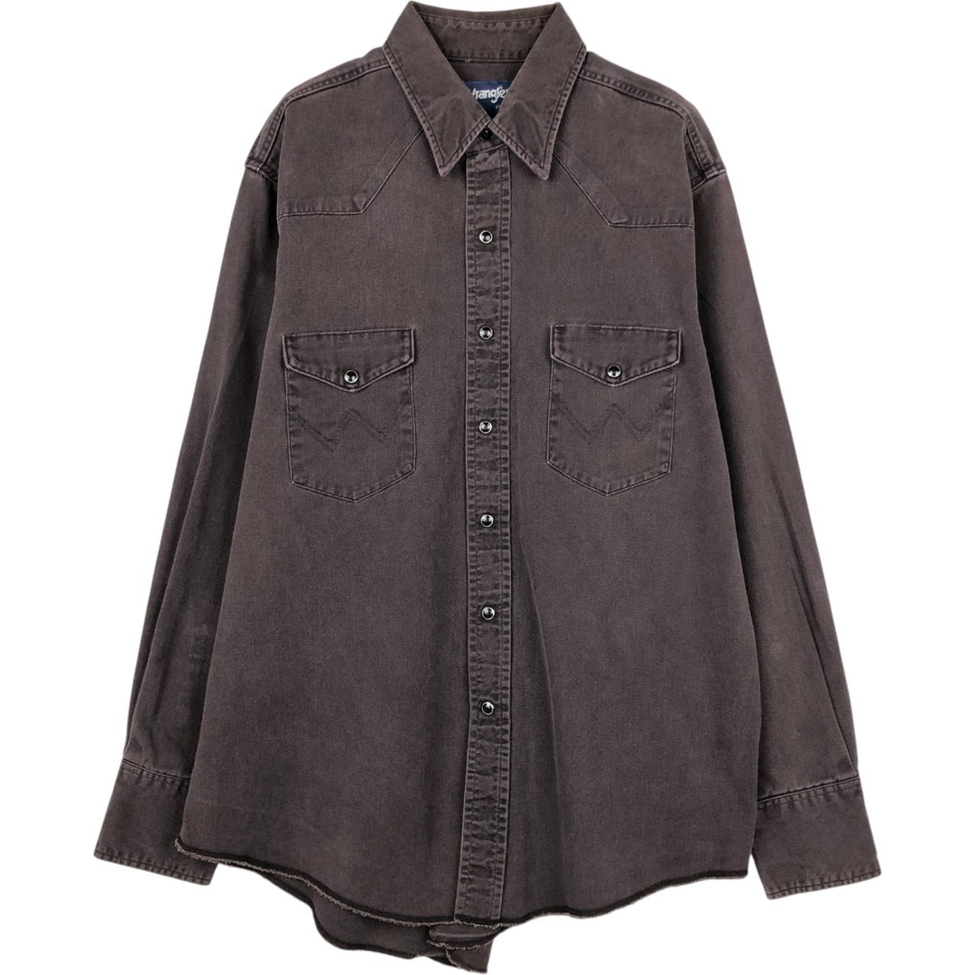 Wrangler Long Sleeve Denim Western Shirt, Men's XL unclear brown type Vintage Second Hand