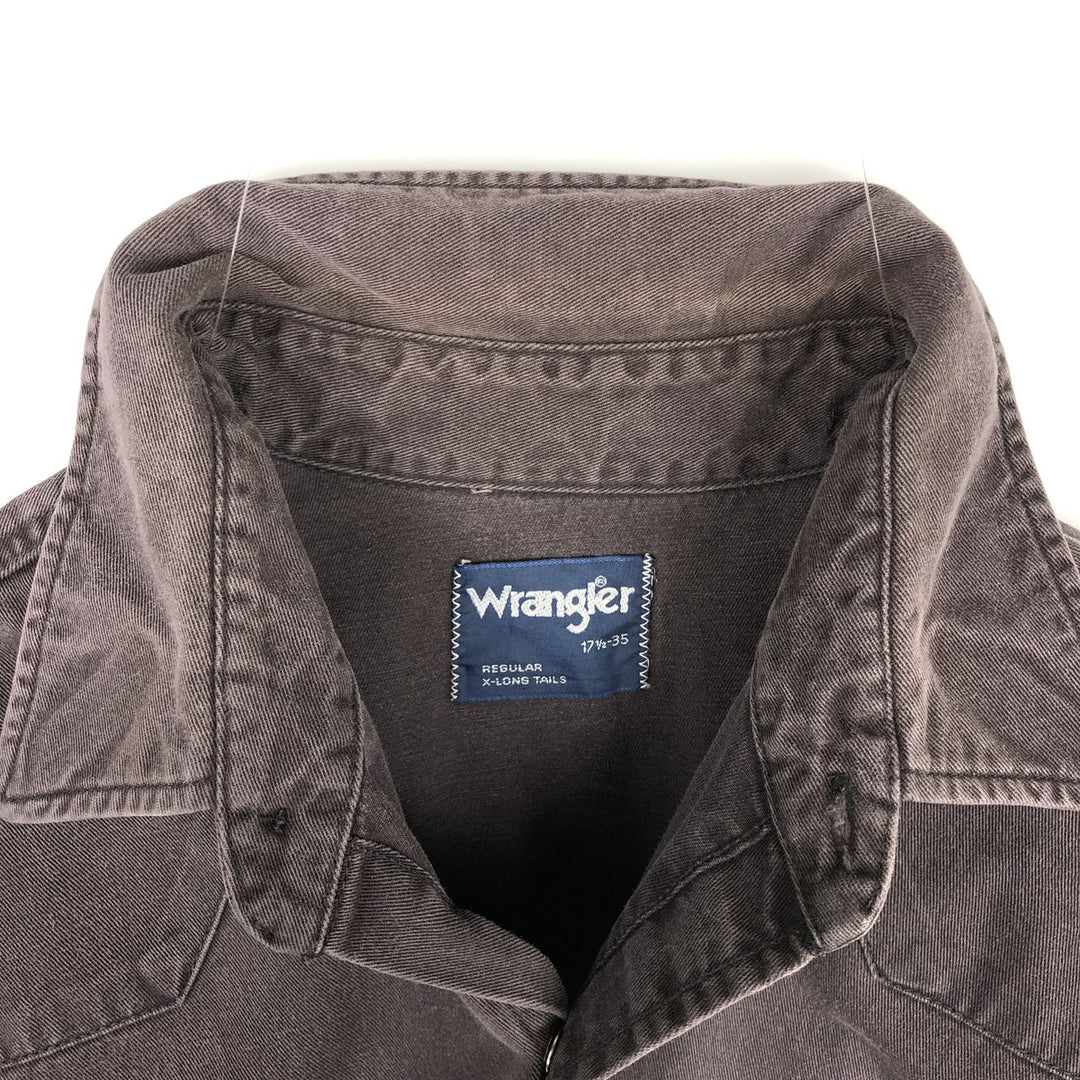 Wrangler Long Sleeve Denim Western Shirt, Men's XL unclear brown type Vintage Second Hand