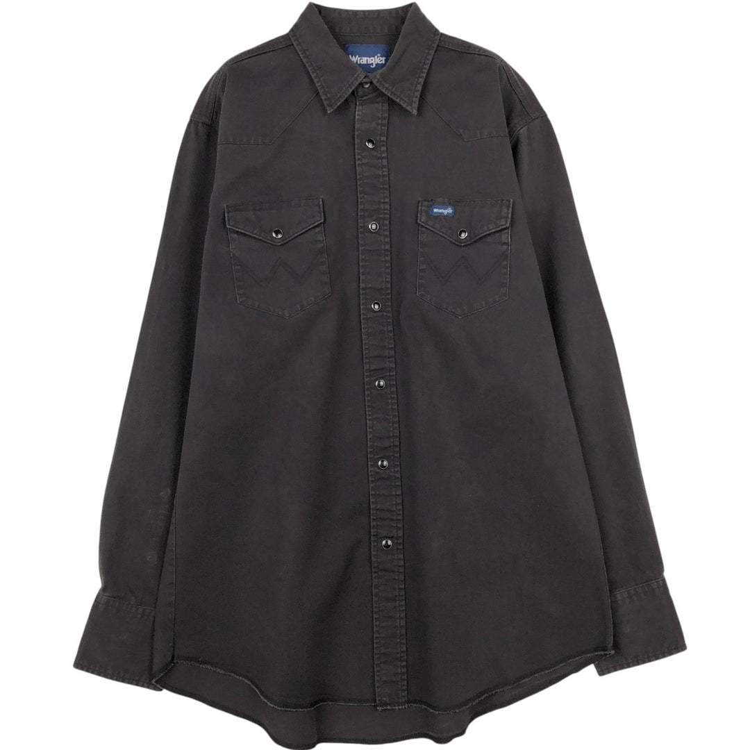 Wrangler Long Sleeve Denim Western Shirt, Men's Size L cotton black type Vintage Second Hand