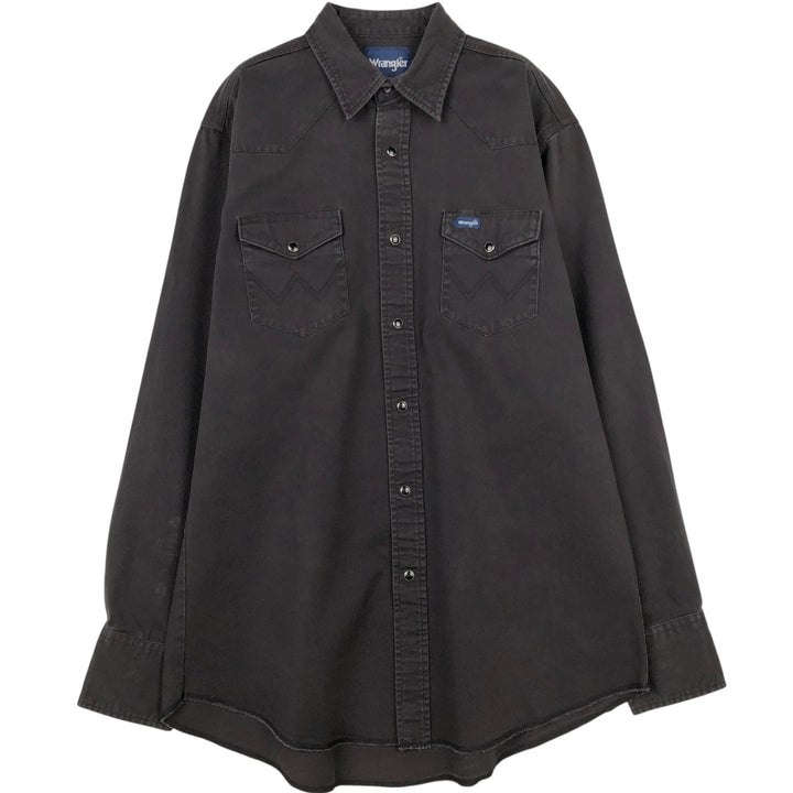 Wrangler Long Sleeve Denim Western Shirt, Men's Size L cotton black type Vintage Second Hand