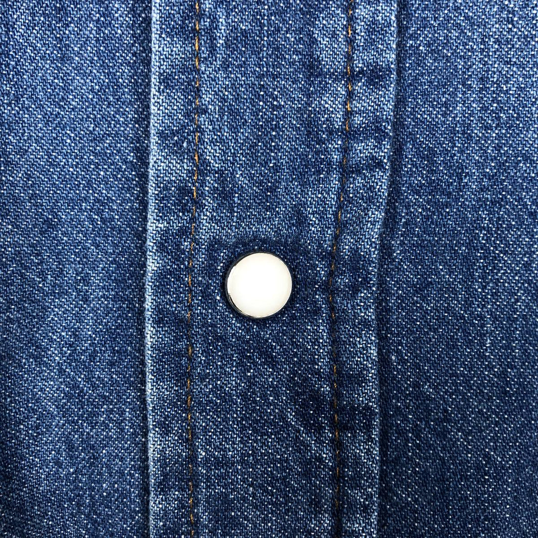Five Brother DAKOTA Long-Sleeve Denim Western Shirt, Made in USA, Men's Size L (approx.) unclear blue type Vintage Second Hand
