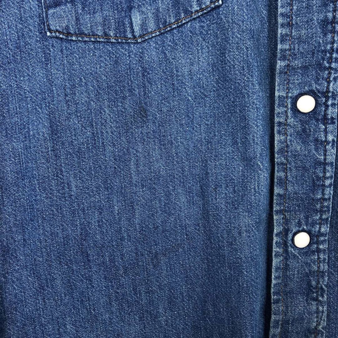 Five Brother DAKOTA Long-Sleeve Denim Western Shirt, Made in USA, Men's Size L (approx.) unclear blue type Vintage Second Hand