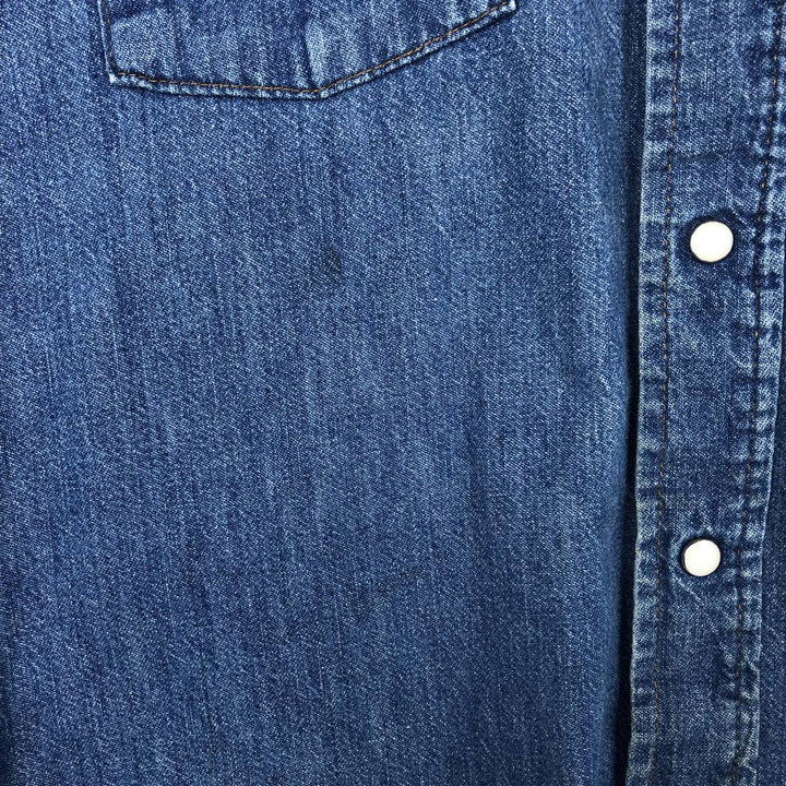 Five Brother DAKOTA Long-Sleeve Denim Western Shirt, Made in USA, Men's Size L (approx.) unclear blue type Vintage Second Hand