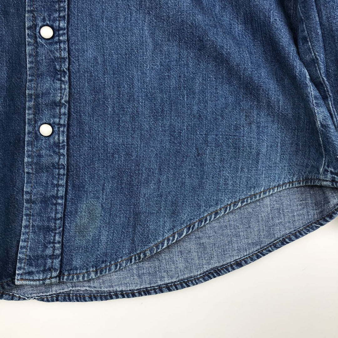 Five Brother DAKOTA Long-Sleeve Denim Western Shirt, Made in USA, Men's Size L (approx.) unclear blue type Vintage Second Hand