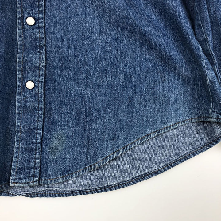 Five Brother DAKOTA Long-Sleeve Denim Western Shirt, Made in USA, Men's Size L (approx.) unclear blue type Vintage Second Hand