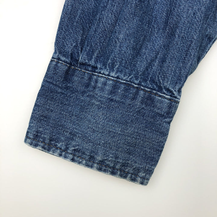 Five Brother DAKOTA Long-Sleeve Denim Western Shirt, Made in USA, Men's Size L (approx.) unclear blue type Vintage Second Hand