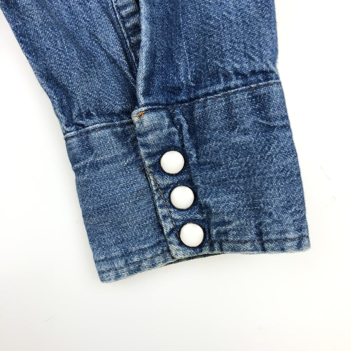 Five Brother DAKOTA Long-Sleeve Denim Western Shirt, Made in USA, Men's Size L (approx.) unclear blue type Vintage Second Hand