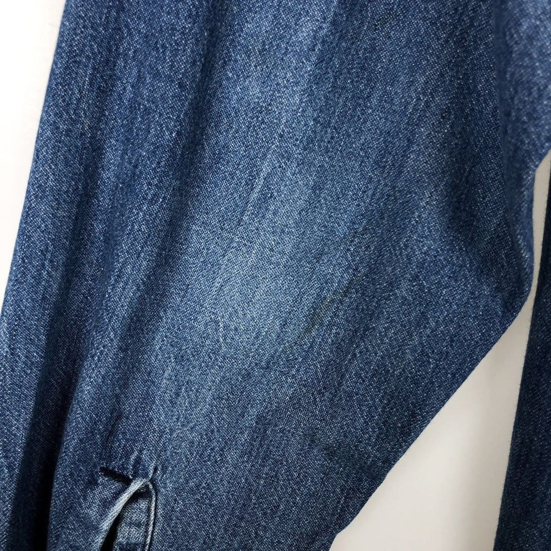 Five Brother DAKOTA Long-Sleeve Denim Western Shirt, Made in USA, Men's Size L (approx.) unclear blue type Vintage Second Hand