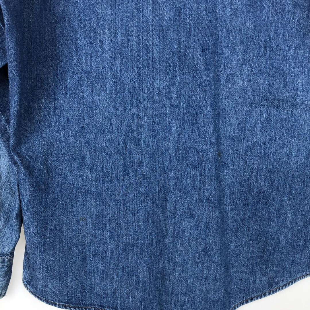 Five Brother DAKOTA Long-Sleeve Denim Western Shirt, Made in USA, Men's Size L (approx.) unclear blue type Vintage Second Hand