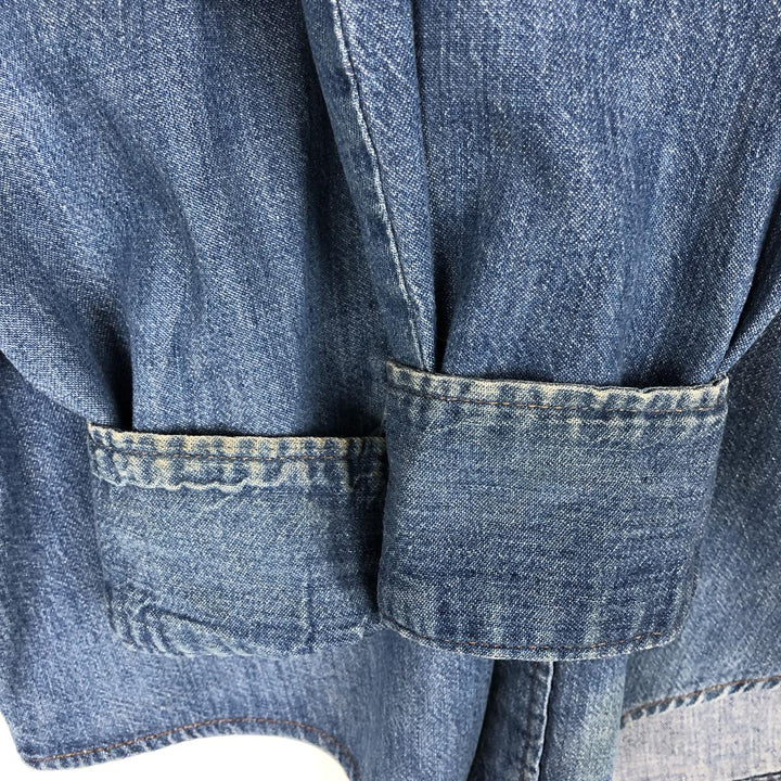 Five Brother DAKOTA Long-Sleeve Denim Western Shirt, Made in USA, Men's Size L (approx.) unclear blue type Vintage Second Hand