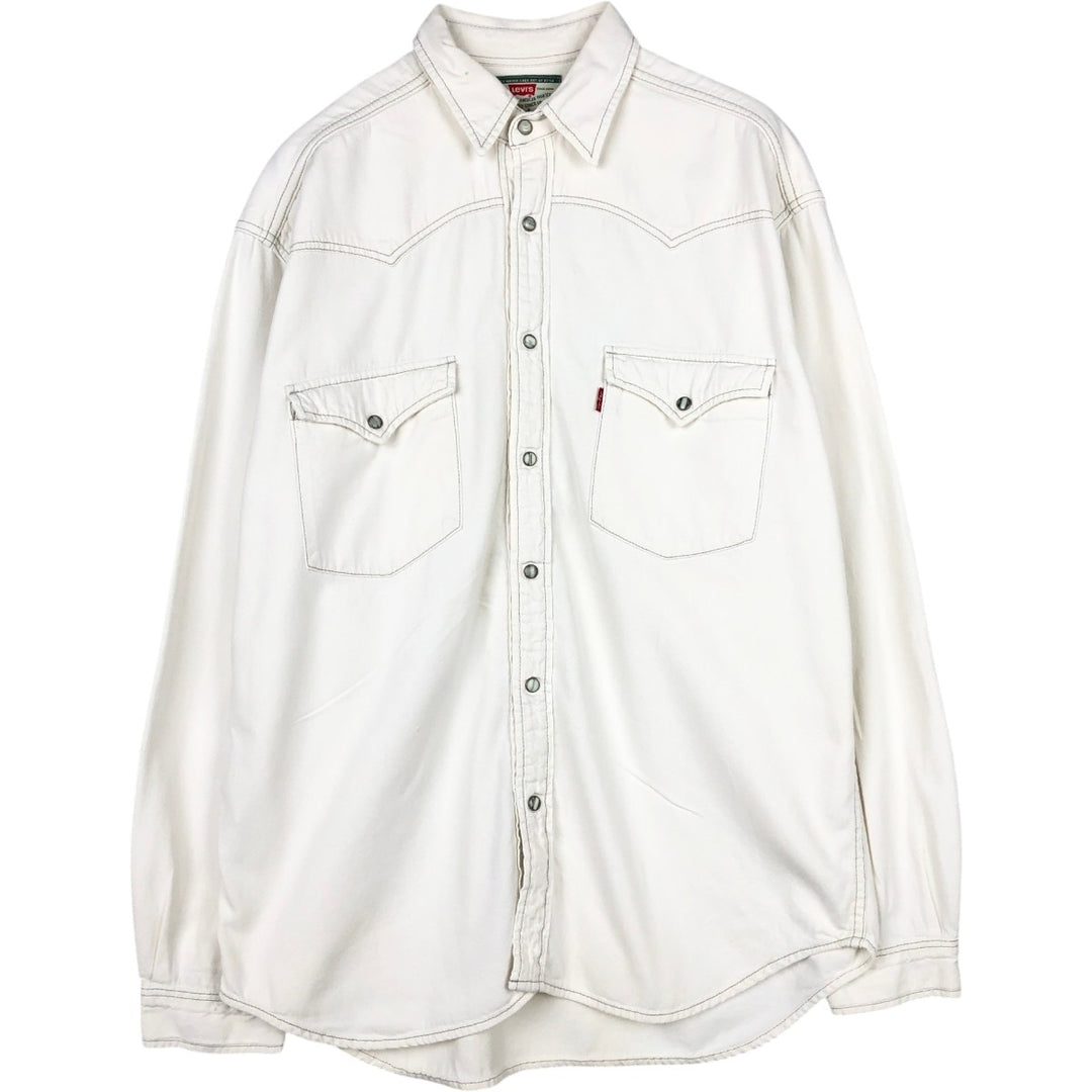 Levi's Long-Sleeve Denim Western Shirt, Men's Size L (approx.) cotton white type Vintage Second Hand