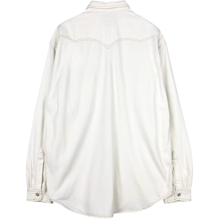 Levi's Long-Sleeve Denim Western Shirt, Men's Size L (approx.) cotton white type Vintage Second Hand