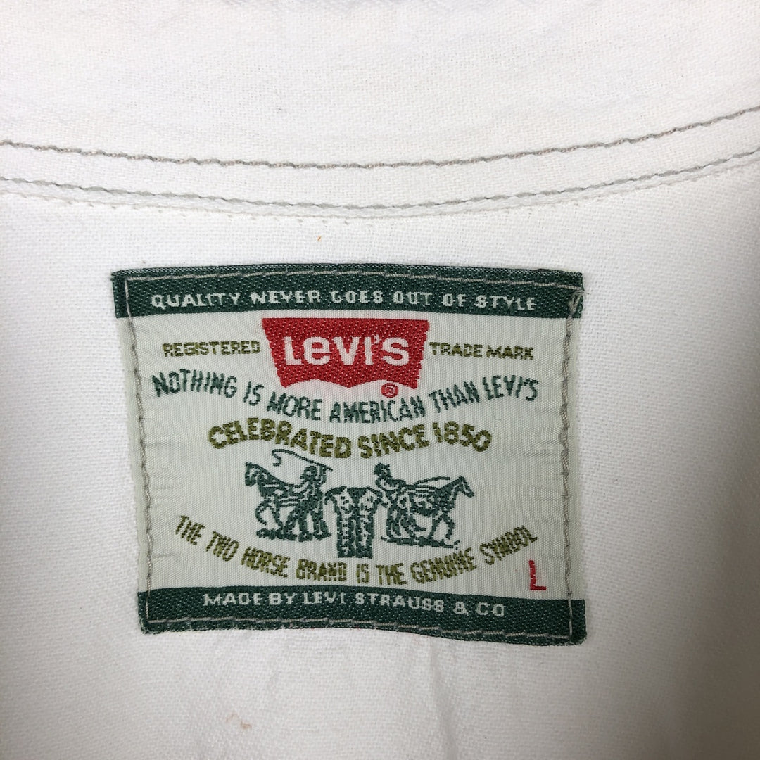 Levi's Long-Sleeve Denim Western Shirt, Men's Size L (approx.) cotton white type Vintage Second Hand