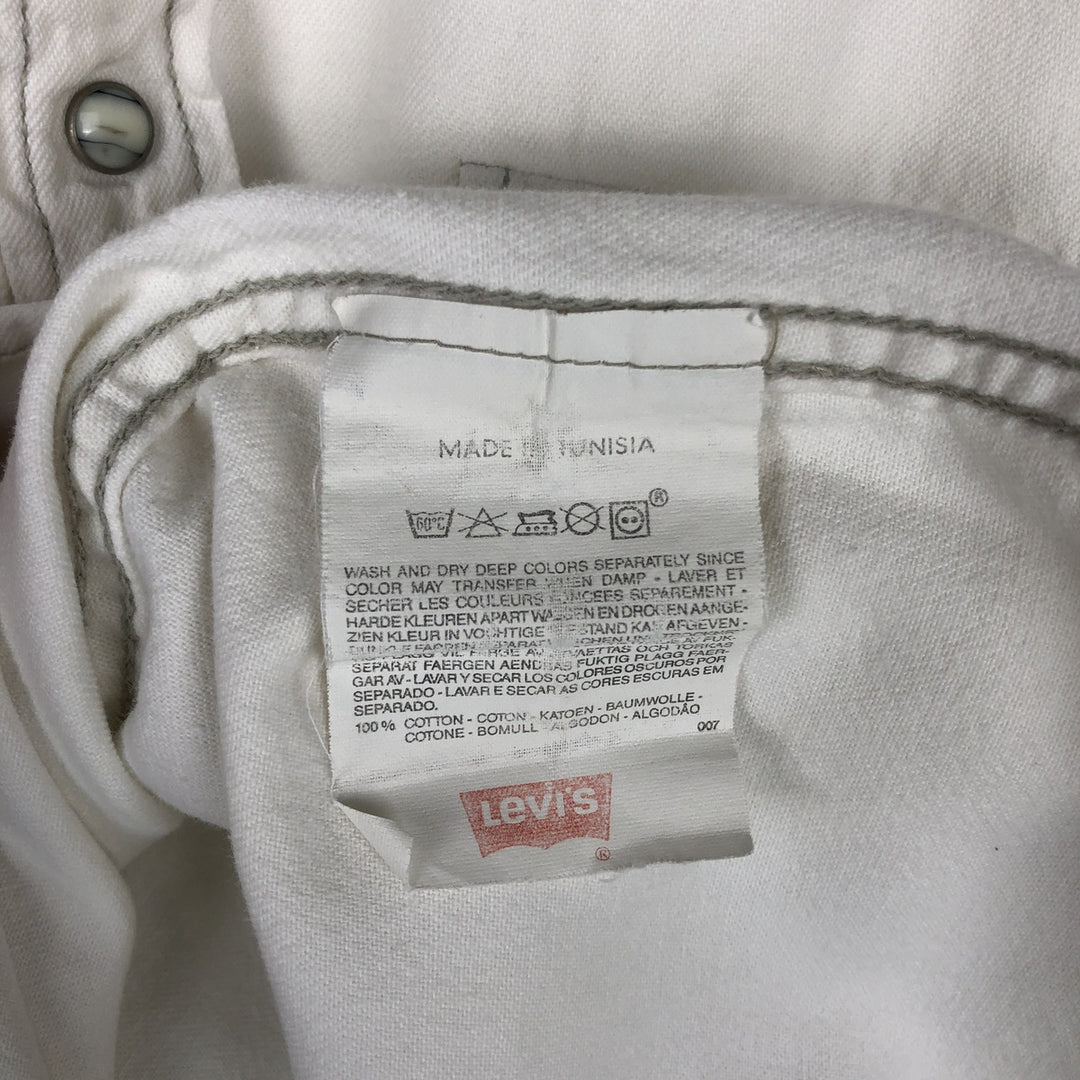 Levi's Long-Sleeve Denim Western Shirt, Men's Size L (approx.) cotton white type Vintage Second Hand