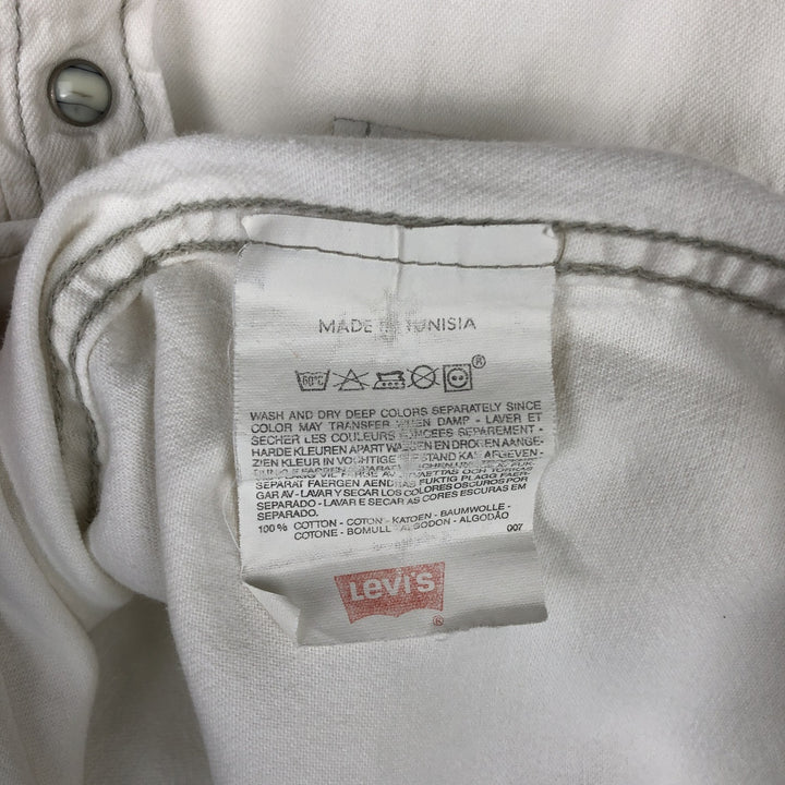Levi's Long-Sleeve Denim Western Shirt, Men's Size L (approx.) cotton white type Vintage Second Hand