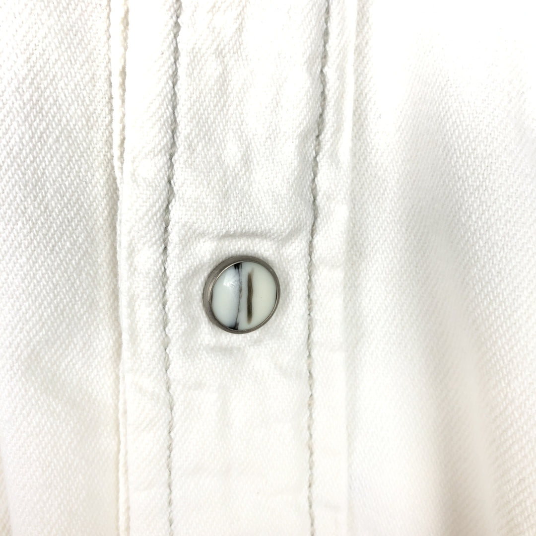 Levi's Long-Sleeve Denim Western Shirt, Men's Size L (approx.) cotton white type Vintage Second Hand