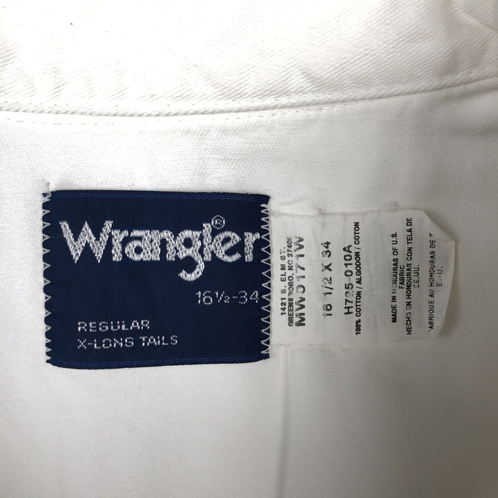Wrangler Long Sleeve Denim Western Shirt, Men's Size L cotton white type Vintage Second Hand
