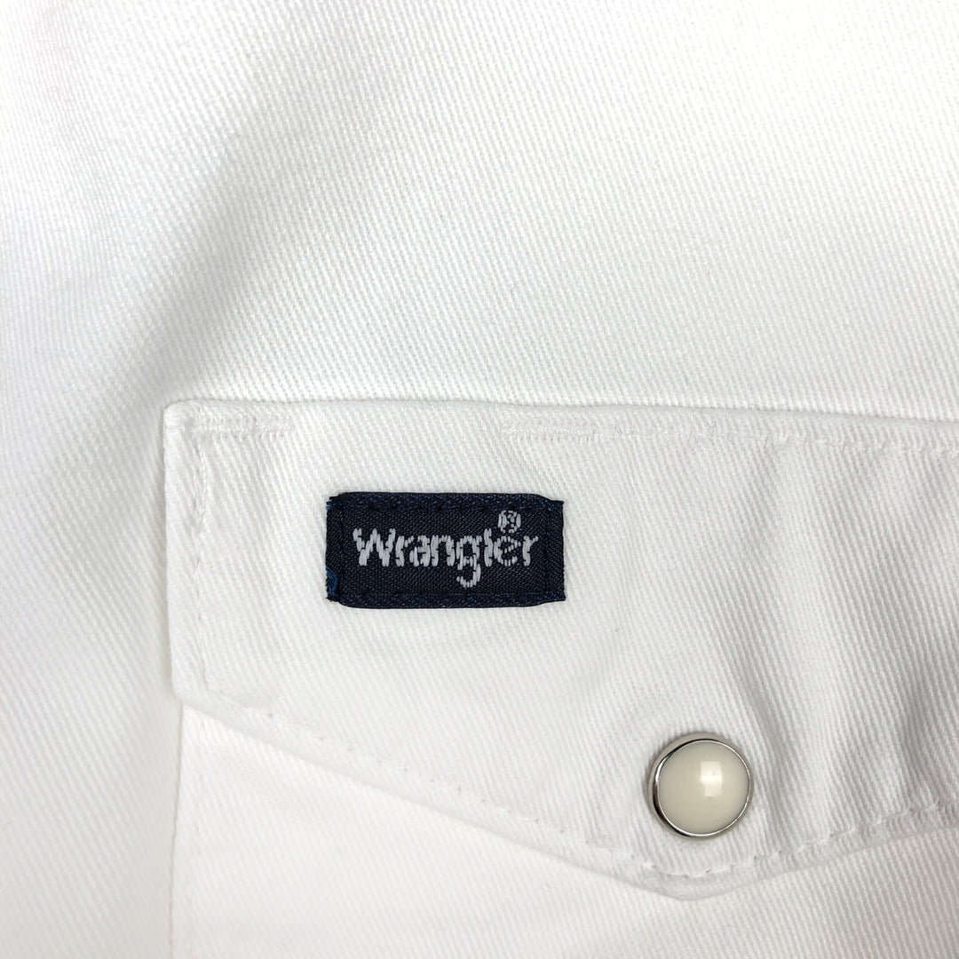Wrangler Long Sleeve Denim Western Shirt, Men's Size L cotton white type Vintage Second Hand