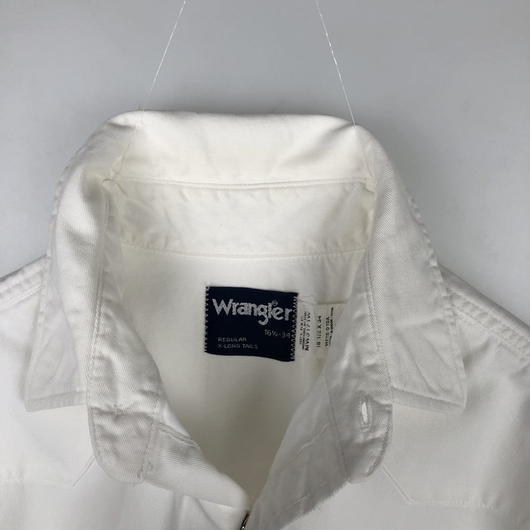 Wrangler Long Sleeve Denim Western Shirt, Men's Size L cotton white type Vintage Second Hand