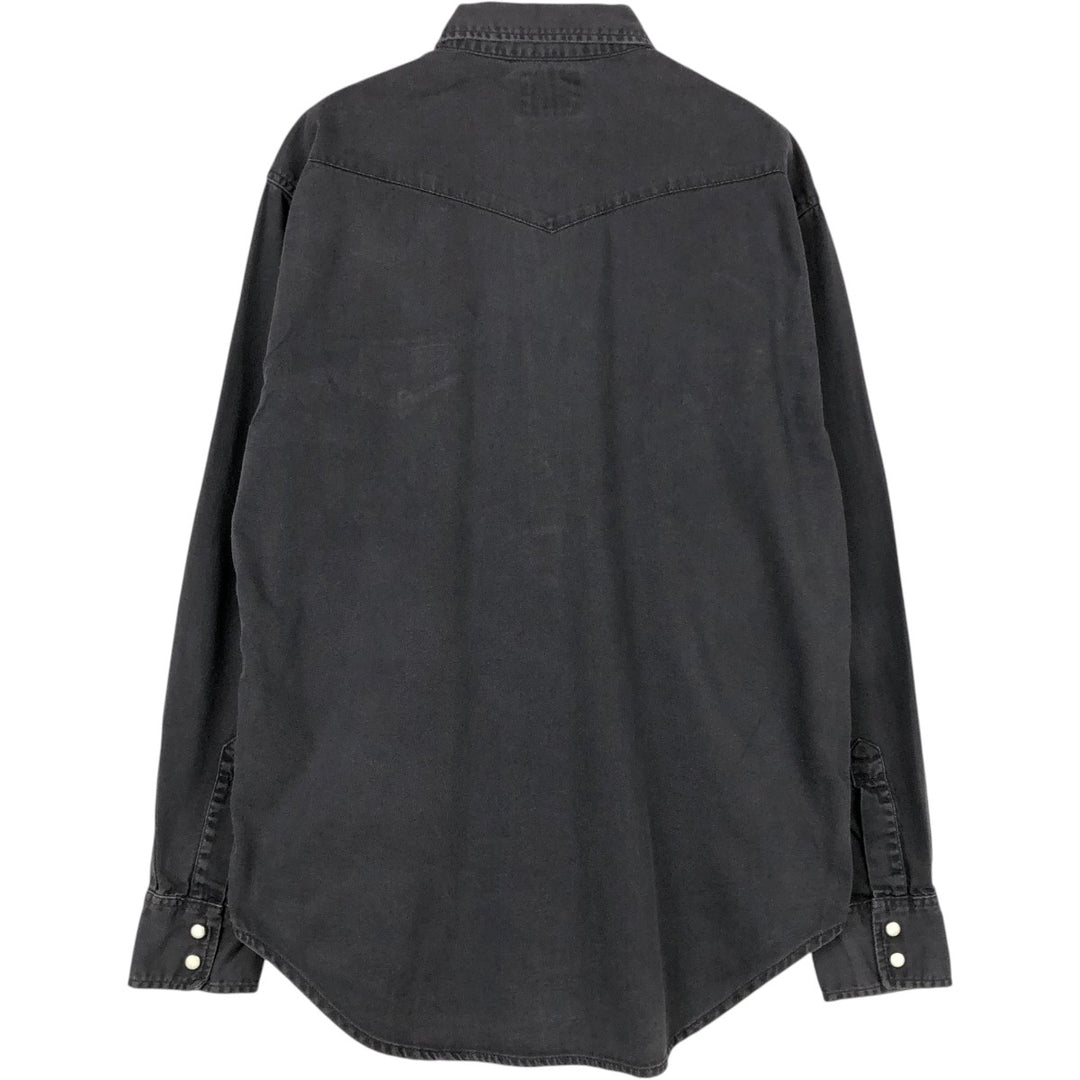 1990'S Levi's 60555-0565 Long-Sleeve Denim Western Shirt, Men's Size M (approx.) cotton black type Vintage Second Hand