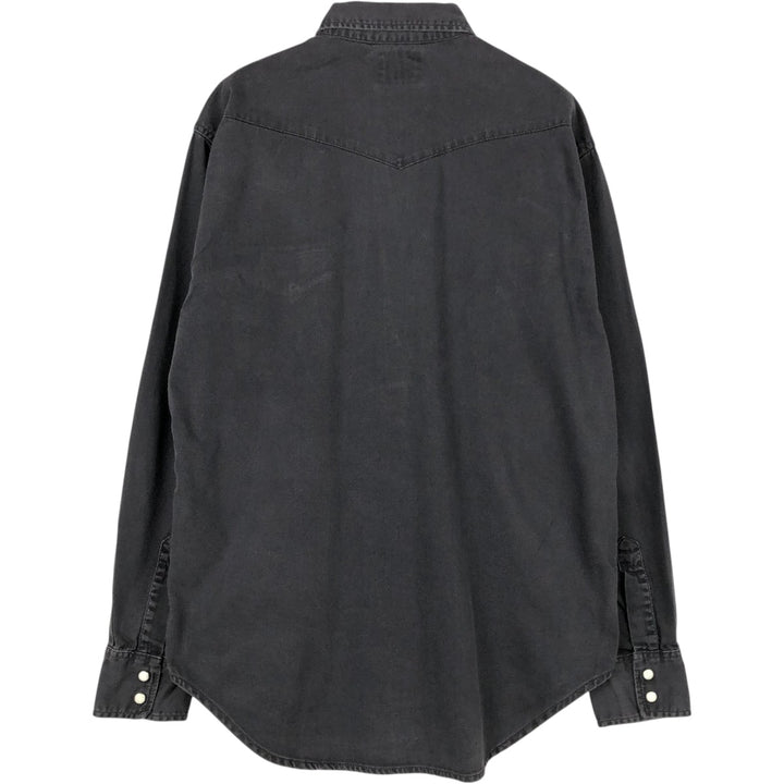 1990'S Levi's 60555-0565 Long-Sleeve Denim Western Shirt, Men's Size M (approx.) cotton black type Vintage Second Hand