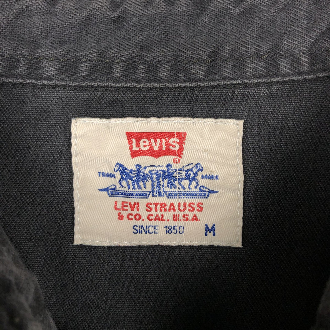 1990'S Levi's 60555-0565 Long-Sleeve Denim Western Shirt, Men's Size M (approx.) cotton black type Vintage Second Hand
