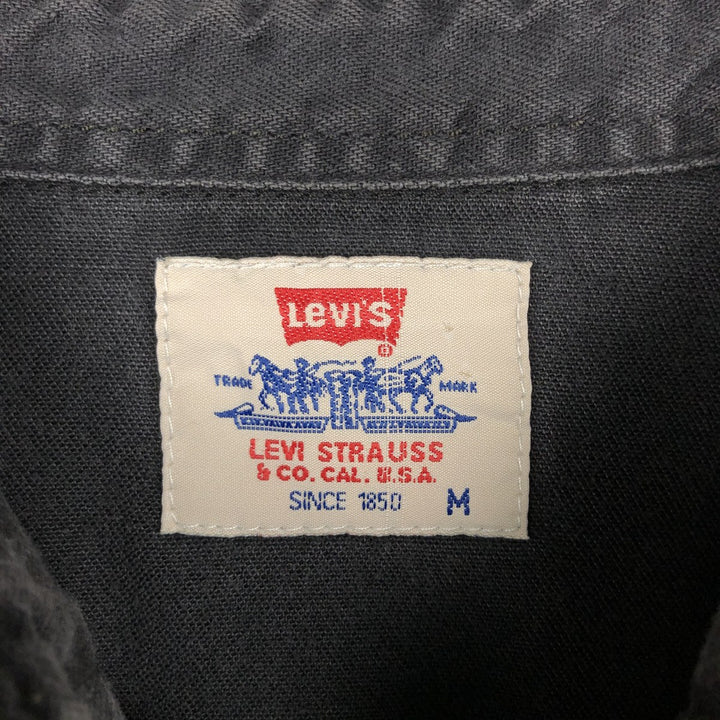 1990'S Levi's 60555-0565 Long-Sleeve Denim Western Shirt, Men's Size M (approx.) cotton black type Vintage Second Hand