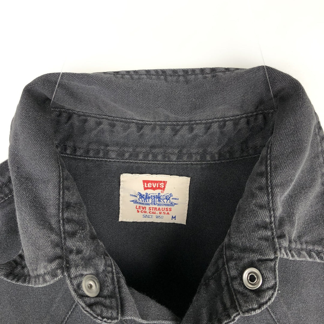 1990'S Levi's 60555-0565 Long-Sleeve Denim Western Shirt, Men's Size M (approx.) cotton black type Vintage Second Hand