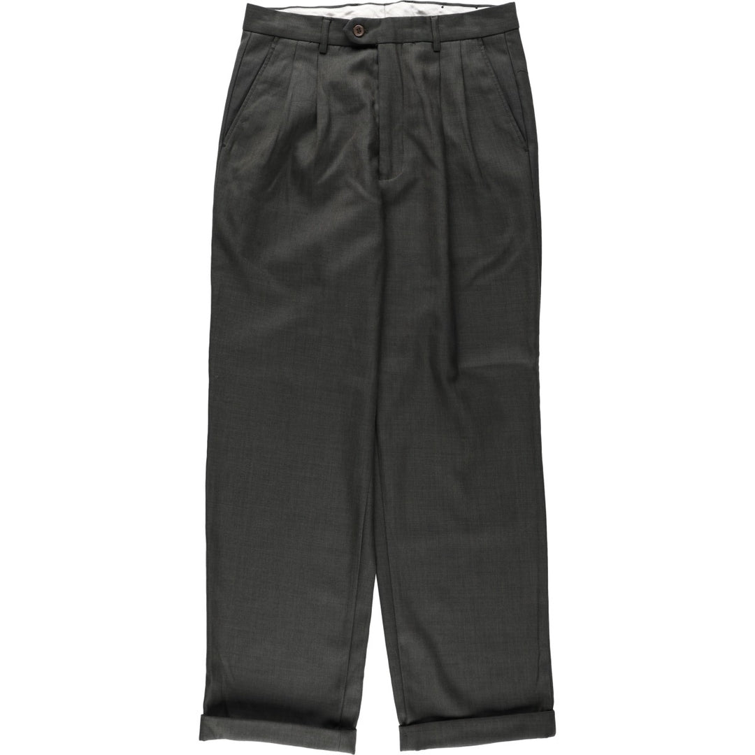 EDDIE DOMANI Two-Pleat Slacks Pants, Men's Size W31 (approx.) polyester Khaki type Vintage Second Hand