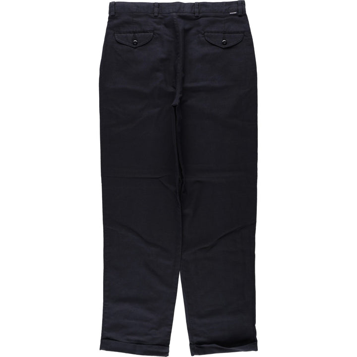 Dockers Khakis Two-Pleat Cotton x Linen Trousers, Men's Size W36 (approx.) linen navy blue type Vintage Second Hand