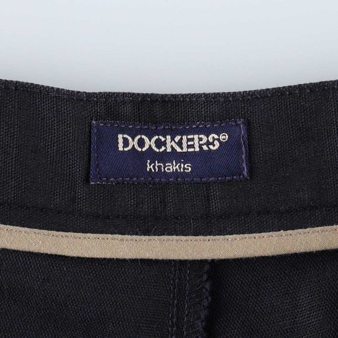 Dockers Khakis Two-Pleat Cotton x Linen Trousers, Men's Size W36 (approx.) linen navy blue type Vintage Second Hand
