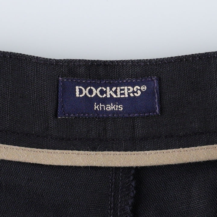 Dockers Khakis Two-Pleat Cotton x Linen Trousers, Men's Size W36 (approx.) linen navy blue type Vintage Second Hand