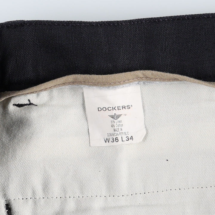 Dockers Khakis Two-Pleat Cotton x Linen Trousers, Men's Size W36 (approx.) linen navy blue type Vintage Second Hand