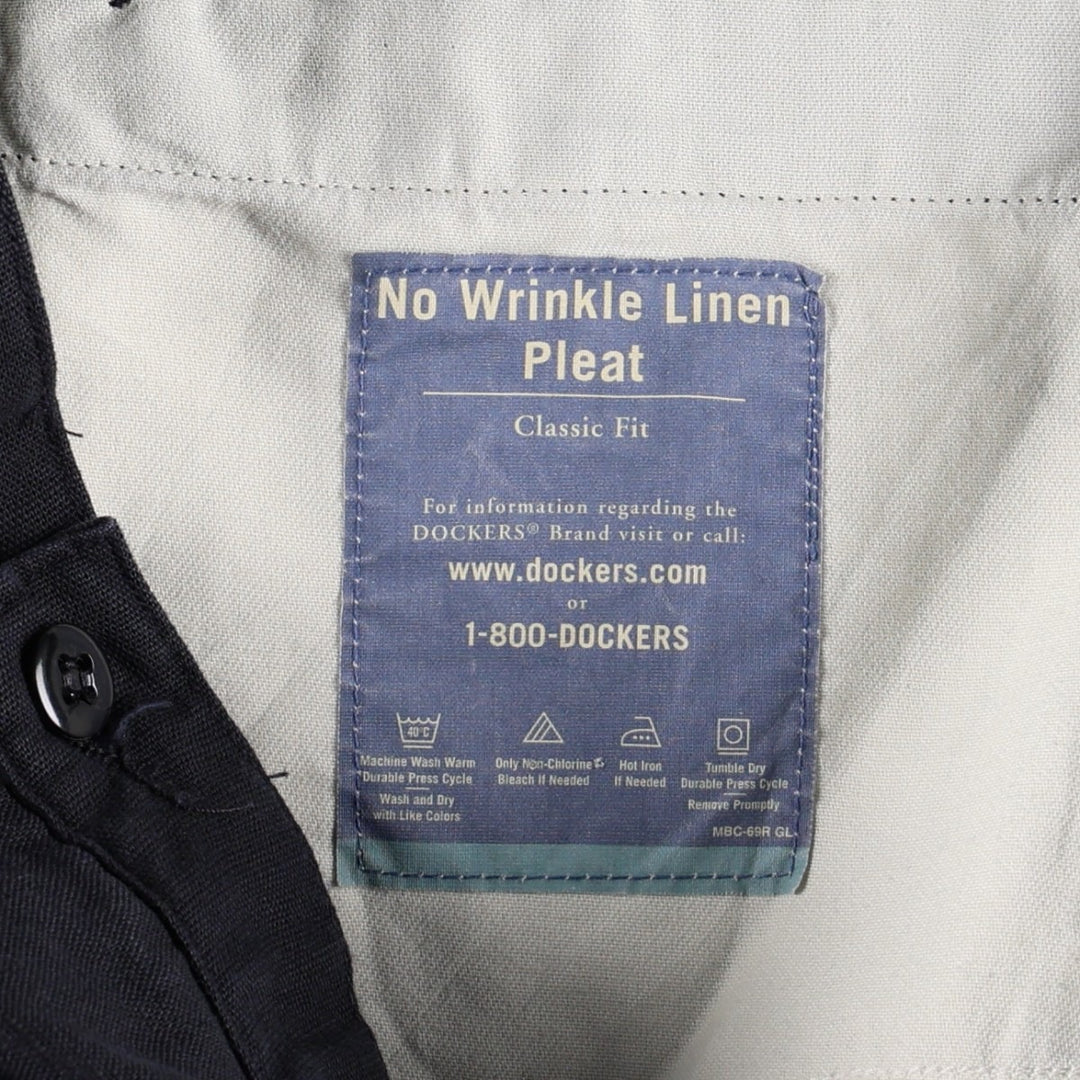 Dockers Khakis Two-Pleat Cotton x Linen Trousers, Men's Size W36 (approx.) linen navy blue type Vintage Second Hand