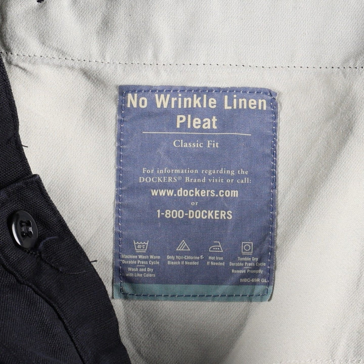 Dockers Khakis Two-Pleat Cotton x Linen Trousers, Men's Size W36 (approx.) linen navy blue type Vintage Second Hand