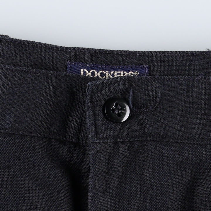 Dockers Khakis Two-Pleat Cotton x Linen Trousers, Men's Size W36 (approx.) linen navy blue type Vintage Second Hand