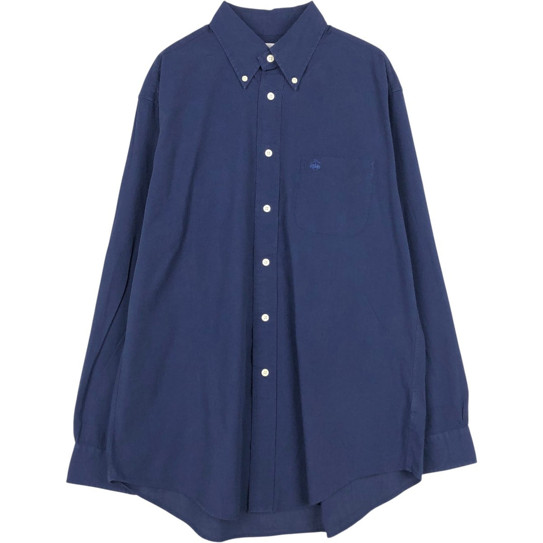 Brooks Brothers 346 Regular Fit Long-Sleeve Button-Down Shirt, Men's Size M (approx.) cotton Navy blue Vintage Second Hand