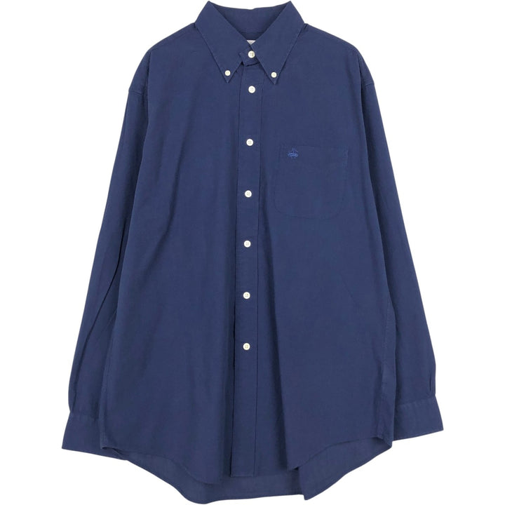 Brooks Brothers 346 Regular Fit Long-Sleeve Button-Down Shirt, Men's Size M (approx.) cotton Navy blue Vintage Second Hand