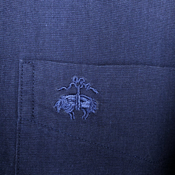 Brooks Brothers 346 Regular Fit Long-Sleeve Button-Down Shirt, Men's Size M (approx.) cotton Navy blue Vintage Second Hand